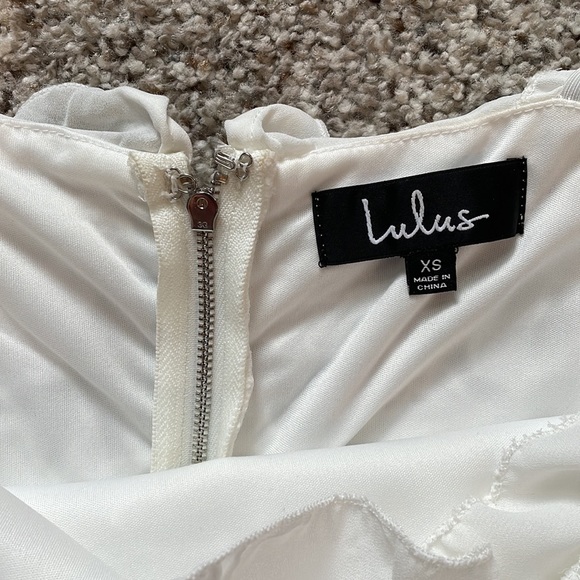 Lulu’s White Crochet Mini Dress with Ruffle Details - Picture 7 of 9
